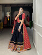 Load image into Gallery viewer, Black Color Gamthi Work With Mirror Work Cotton Chaniya Choli ClothsVilla.com