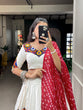 Load image into Gallery viewer, White Color Plain With Gotta Patti Lace Border Cotton Lehenga Choli ClothsVilla.com