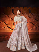 Load image into Gallery viewer, Peach Color Sequins With Embroidery Work Rajwadi Sana Silk Lehenga Choli Clothsvilla