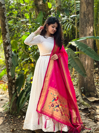 White Color  Lucknowi & Sequins Embroidery work Georgette Lehenga Clothsvilla