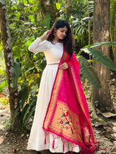 Load image into Gallery viewer, White Color  Lucknowi &amp; Sequins Embroidery work Georgette Lehenga Clothsvilla