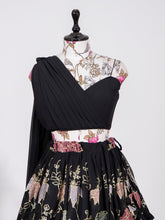 Load image into Gallery viewer, Black Color Thread And Sequins Embroidery Work Georgette Lehenga Choli Clothsvilla