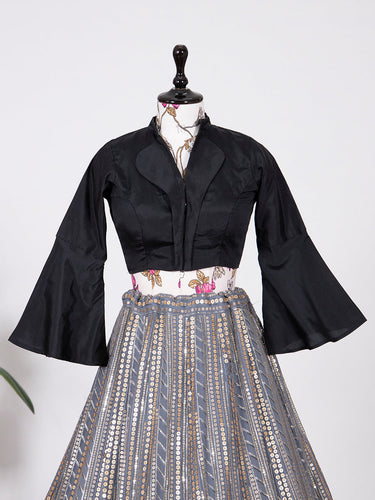 Black Color Satin Ready Made Blouse Clothsvilla