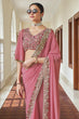 Load image into Gallery viewer, Pink Georgette RESHAM, ZARI, BEADS WORK  Designer Saree Clothsvilla