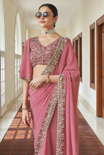 Load image into Gallery viewer, Pink Georgette RESHAM, ZARI, BEADS WORK  Designer Saree Clothsvilla