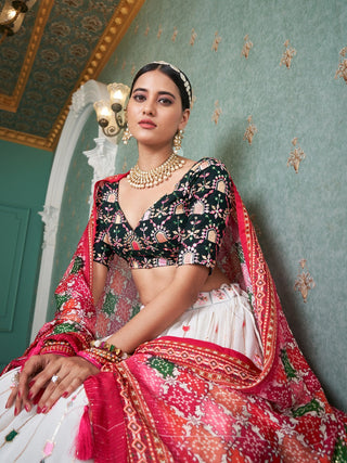 White Color Thread And Sequins Embroidery Work Georgette Lehenga Choli Clothsvilla