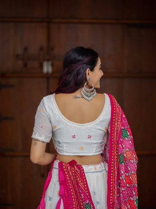 White color Lucknowi Chikankari Work Georgette Lehenga Choli Clothsvilla