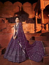 Load image into Gallery viewer, Wine Color Sequins With Embroidery Work Rajwadi Sana Silk Lehenga Choli Clothsvilla