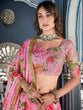 Load image into Gallery viewer, Pink Color Digital Print With Sequins Embroidery Work Crushed Chinon Lehenga Choli ClothsVilla.com