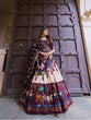 Load image into Gallery viewer, Wine Color Printed With Foil Work Dola Silk Lehenga Choli ClothsVilla.com