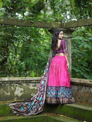 Pink Color Printed With Foil Work Dola Silk Lehenga Choli ClothsVilla.com