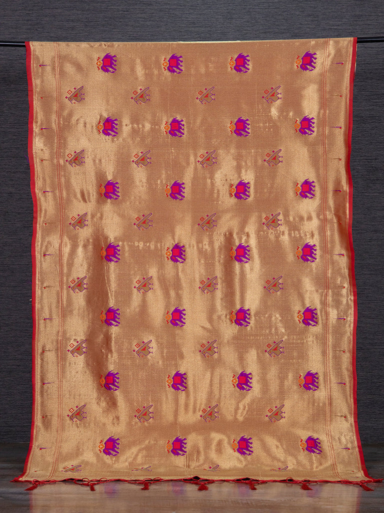 Golden Color Zari Weaving Work Jacquard Paithani Dupatta Clothsvilla