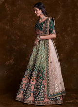 Load image into Gallery viewer, Green Art Silk Bridal Lehenga Set with Thread, Zari &amp; Dori Work Clothsvilla