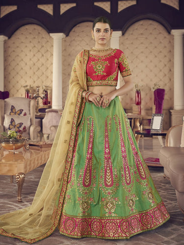 Green Art Silk Festive Lehenga Choli Clothsvilla