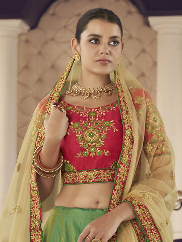 Green Art Silk Festive Lehenga Choli Clothsvilla