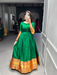 Load image into Gallery viewer, Green Color Zari Weaving Work Narayan Pet Cotton Gown Clothsvilla
