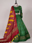 Green Color Digital Bandhani Printed Pure Gaji Silk Lehenga Clothsvilla