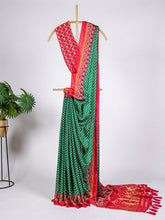 Load image into Gallery viewer, Green Color Digital Printed Pure Gaji Silk Saree Clothsvilla