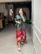 Load image into Gallery viewer, Green Color Digital Print With Gotta Patti Lace Border Gaji Silk Kaftan ClothsVilla.com