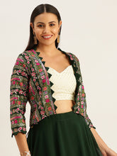 Load image into Gallery viewer, Green Color Sequins Embroidery Georgette Ready Made blouse Clothsvilla