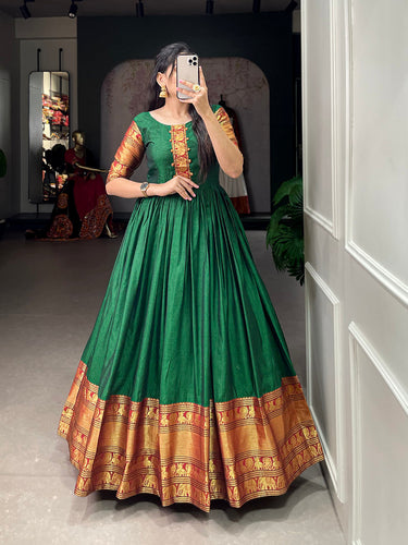 Green Colour Fancy Heavy Sequance Work Dress For Girls - KSM PRINTS -  3989487