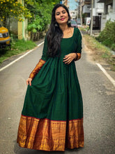 Load image into Gallery viewer, Green Color Weaving Zari Work Jacquard gown Clothsvilla