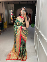 Load image into Gallery viewer, Green Color Foil Printed And Stone Work Dola Silk Saree Clothsvilla
