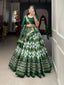 Green Color Leheriya With Foil Work Tussar Silk Lehenga Choli ClothsVilla