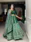 Green Color Bandhej Printed With Gota Patti Vaishali Silk Lehenga Choli ClothsVilla.com