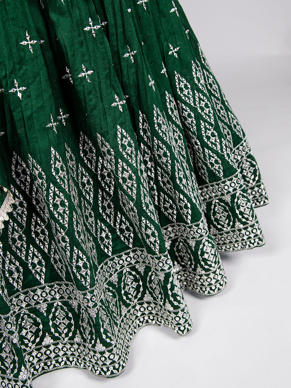 Green Color Sequins Embroidery Work Neem Silk Lehenga Choli ClothsVilla.com