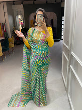 Load image into Gallery viewer, Green Color Zari Weaving Work Organza Saree Clothsvilla