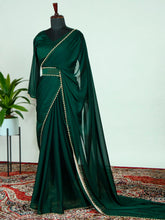 Load image into Gallery viewer, Green Color Rangoli Silk Saree With Pearl Lace Border Clothsvilla