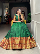Load image into Gallery viewer, Green Color Zari Weaving Work Narayan Pet (Cotton) Dress Clothsvilla