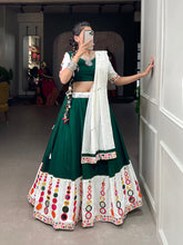 Load image into Gallery viewer, Green Color Embroidery Work With Original Mirror Work Cotton Lehenga Choli ClothsVilla