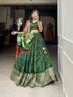 Load image into Gallery viewer, Green Color Printed With Zari Weaving Work Viscose Dola Silk Lehenga Choli Clothsvilla