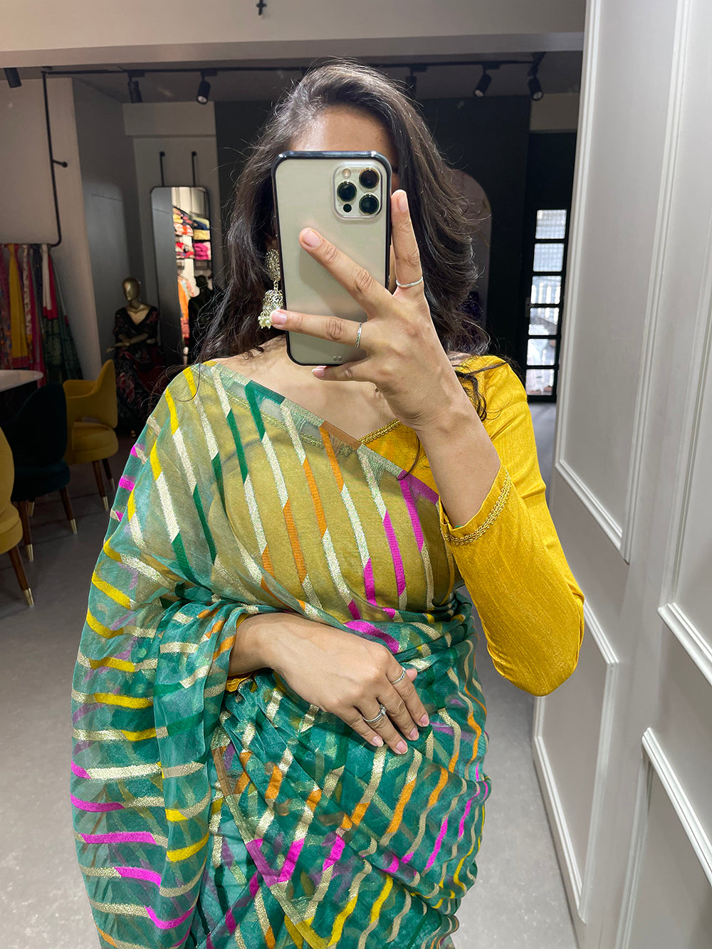 Green Color Zari Weaving Work Organza Saree Clothsvilla