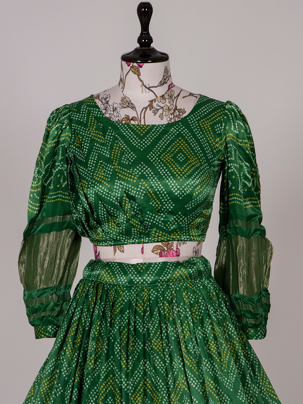 Green Color Pure Gaji Silk Navratri Ghaghra Choli Clothsvilla