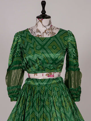 Green Color Pure Gaji Silk Navratri Ghaghra Choli Clothsvilla