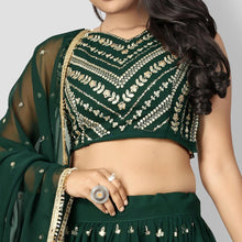 Load image into Gallery viewer, Green Party Wear Sequins Embroidered Georgette Lehenga Choli Clothsvilla