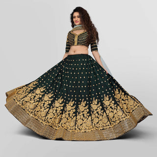 Green Party Wear Sequins Embroidered Tapetta Lehenga Choli Clothsvilla