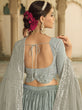 Load image into Gallery viewer, Grey and Teal Blue Silk Embroidered Lehenga Choli Clothsvilla