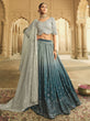 Load image into Gallery viewer, Grey and Teal Blue Silk Embroidered Lehenga Choli Clothsvilla