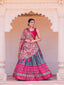Grey Color Printed With Foil Work Dola Silk Lehenga Choli Clothsvilla