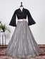 Grey Color Sequins And Thread Embroidery Work Georgette Lehenga Choli Clothsvilla