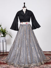 Load image into Gallery viewer, Grey Color Sequins And Thread Embroidery Work Georgette Lehenga Choli Clothsvilla