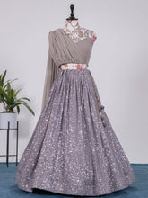 Load image into Gallery viewer, Grey Color Sequins And Thread Work Georgette Lehenga Choli Clothsvilla