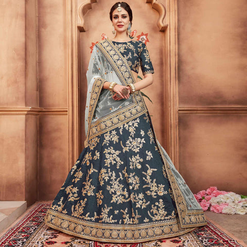 Grey Festive Wear Dori Sequins Work Art Silk Lehenga Choli Clothsvilla Main image