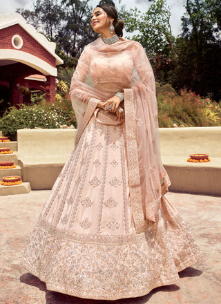 Beige Sangeet Faux Crepe Lehenga Choli Clothsvilla