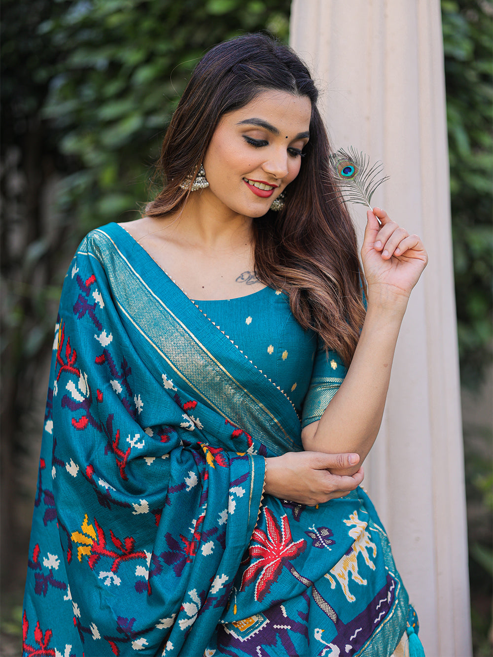 Firozi Color Printed With Foil Work Dola Silk Lehenga Choli ClothsVilla.com
