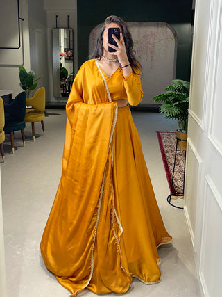 Mustard Color Rangoli Silk Haldi Rasam Lehenga Choli Set Clothsvilla